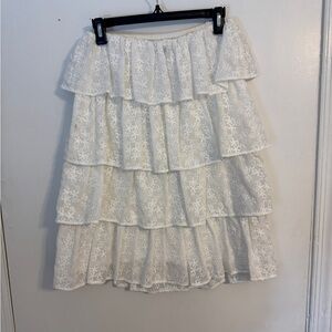 DO+BE White Bubble Tiered Knee-Length Skirt